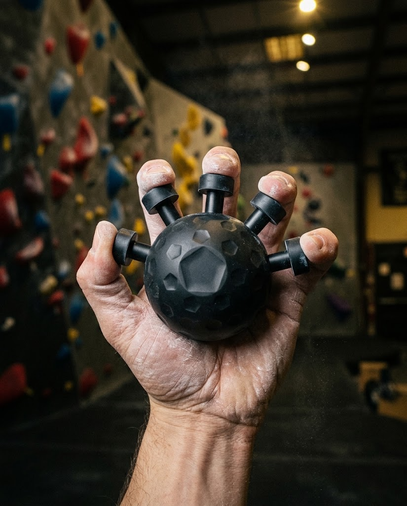 Grimpeur qui renforce sa prise avec l'IsoGrip